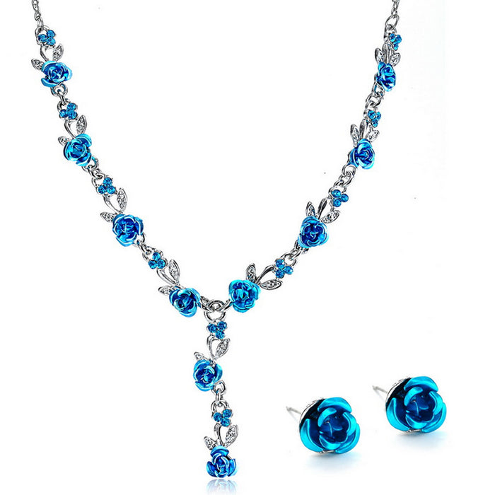 Wholesale Rose Alloy Necklace Set JDC-NE-HuaiL003