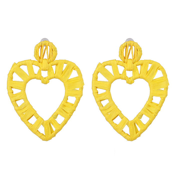 Wholesale Exaggerated Earrings Vintage Wind Straw Heart JDC-ES-jr041