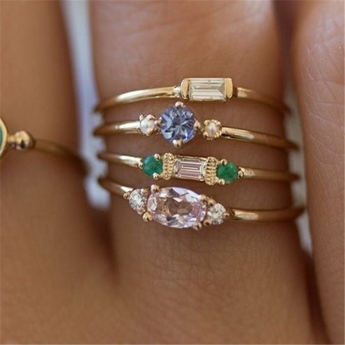 Wholesale Rings Alloy Zircon 4pcs JDC-RS-LongR022