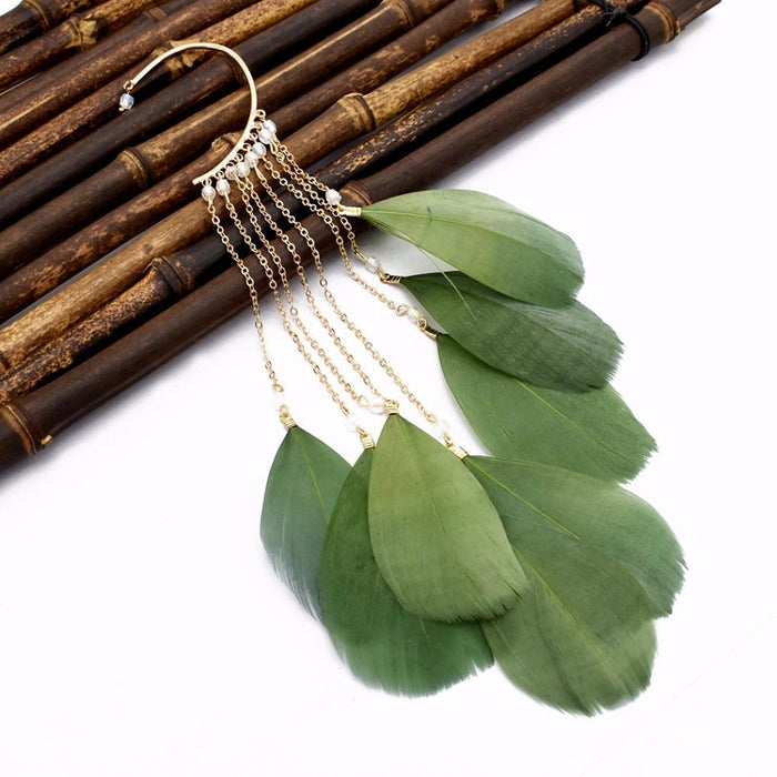 Jewelry WholesaleWholesale Boho Feather Tassel Earrings JDC-ES-LY013 Earrings 乐钰 %variant_option1% %variant_option2% %variant_option3%  Factory Price JoyasDeChina Joyas De China