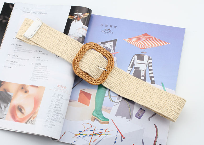 Jewelry WholesaleWholesale Cotton Linen PP Straw Woven Women's Belt JDC-WB-WangF004 Womenbelt 旺发 %variant_option1% %variant_option2% %variant_option3%  Factory Price JoyasDeChina Joyas De China