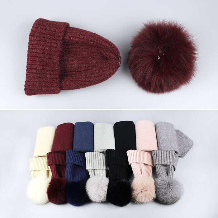 Wholesale Scarf Hat Two-piece Cotton Acrylic thickening keep warm JDC-SF-Kaip009