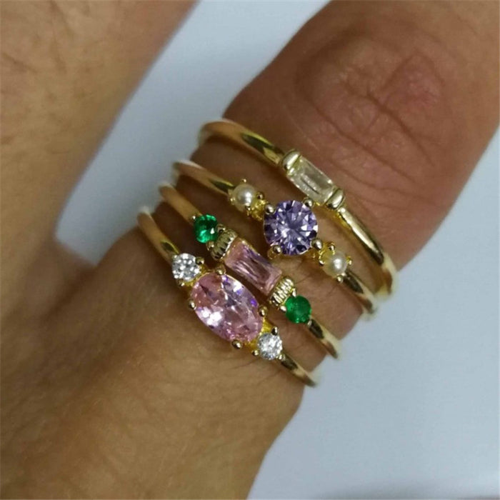 Wholesale Rings Alloy Zircon 4pcs JDC-RS-LongR022