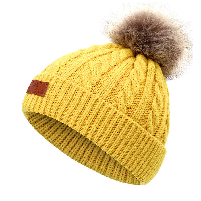 Wholesale Hat Cotton Twist Knit Hat Removable Hair Ball JDC-FH-BDe001