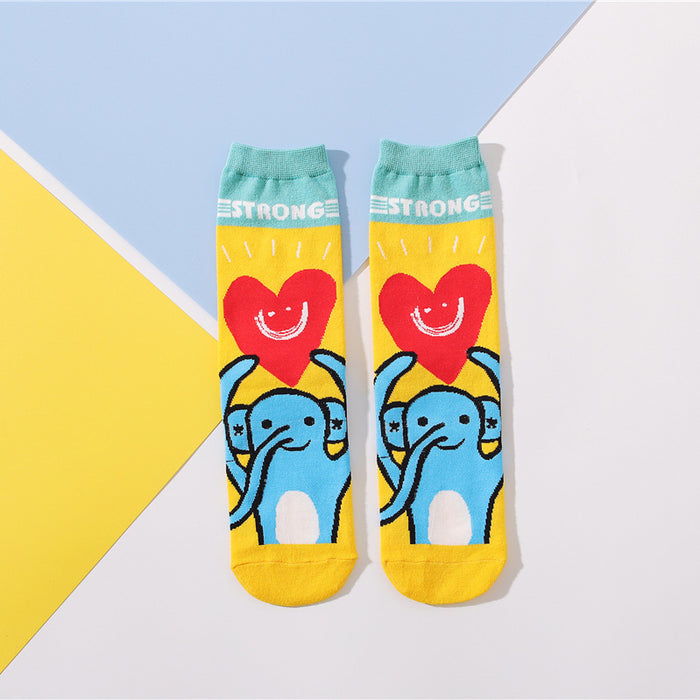 Wholesale spring and summer cartoon pattern straight tube socks cute personality trendy socks JDC-SK-CYu015