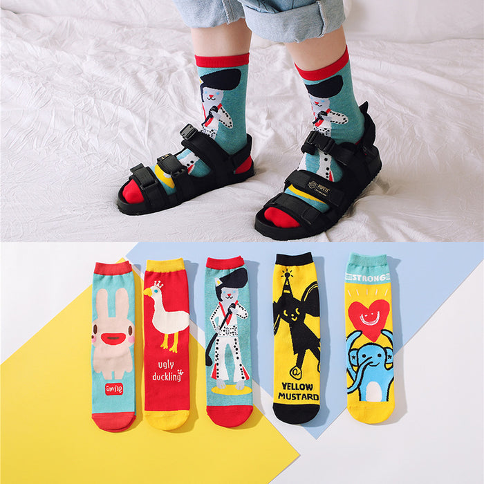 Wholesale spring and summer cartoon pattern straight tube socks cute personality trendy socks JDC-SK-CYu015