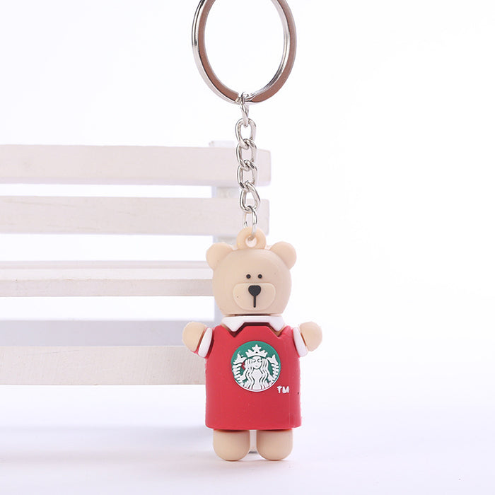 Wholesale PVC Soft Adhesive Cute Bear Keychain Pendant MOQ≥2 JDC-KC-WenJ002