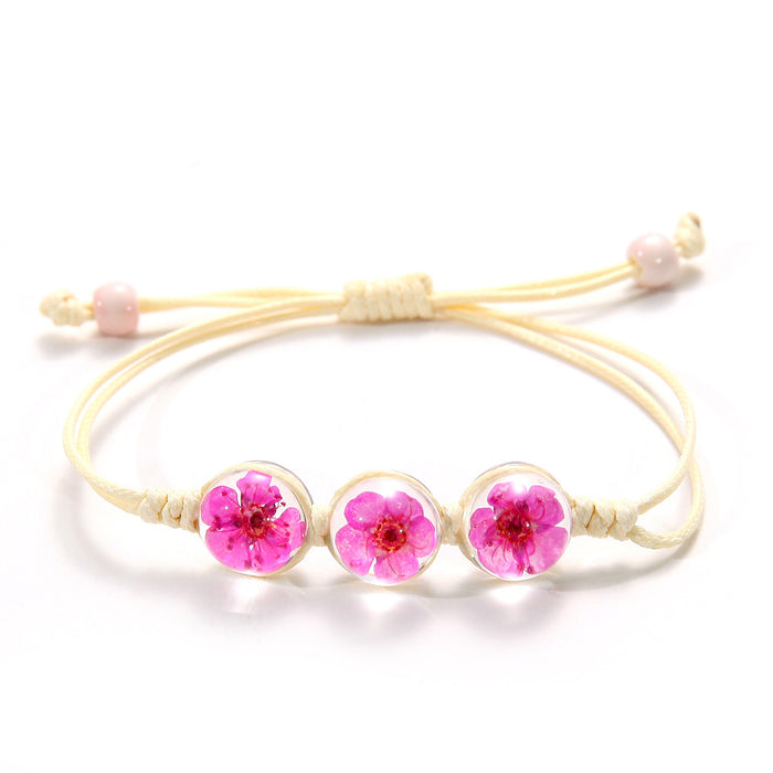 Jewelry WholesaleWholesale Dried Flower Bracelet Peach Blossom Immortal Flower Bracelet Hand Woven Jewelry JDC-BT-SongX010 Bracelet 淞香 %variant_option1% %variant_option2% %variant_option3%  Factory Price JoyasDeChina Joyas De China