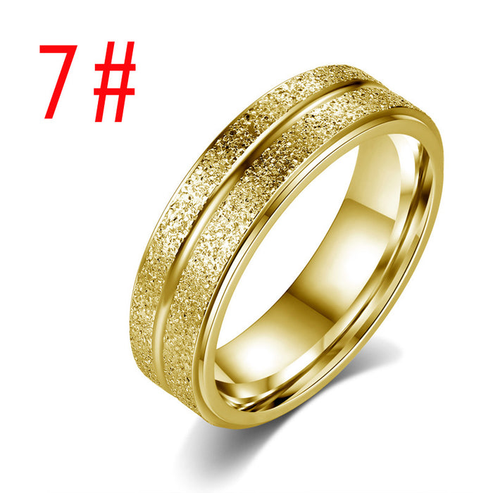 Jewelry WholesaleWholesale Simple Stainless Steel Ring Gold Double Row Frosted Ring JDC-RS-Mimeng081 Rings 米萌 %variant_option1% %variant_option2% %variant_option3%  Factory Price JoyasDeChina Joyas De China