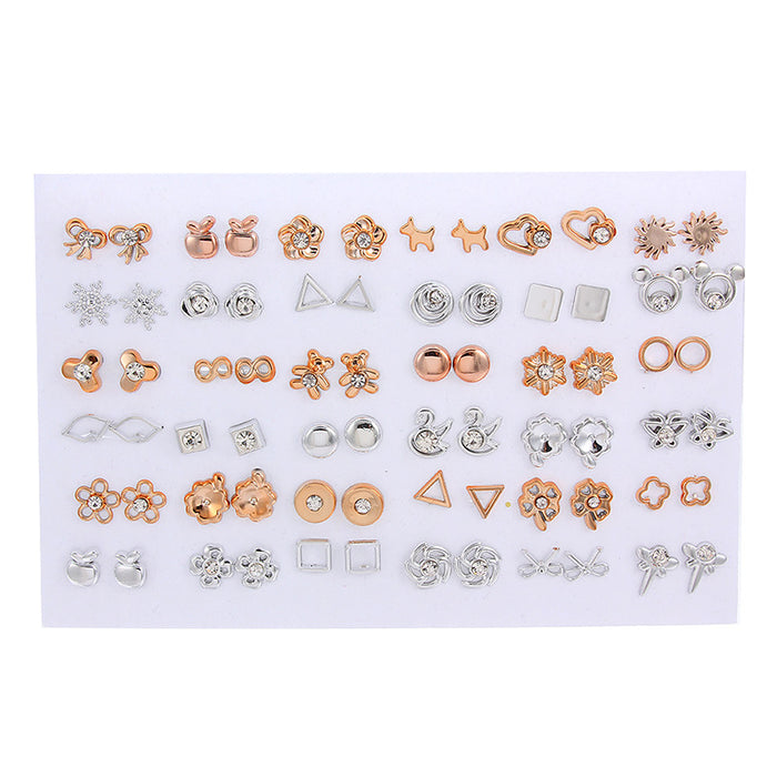 Wholesale 36 Pairs Mixed Gold Silver Stud Earrings Acrylic Diamonds Bear Earrings JDC-ES-Jingy002