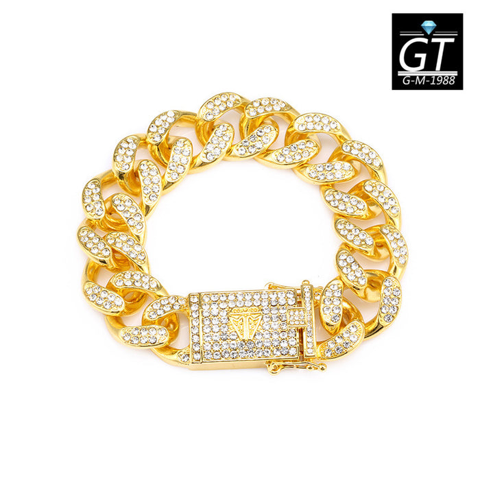 Wholesale Simple Fashion Full Diamond Cuban Bracelet JDC-BT-YunJ008