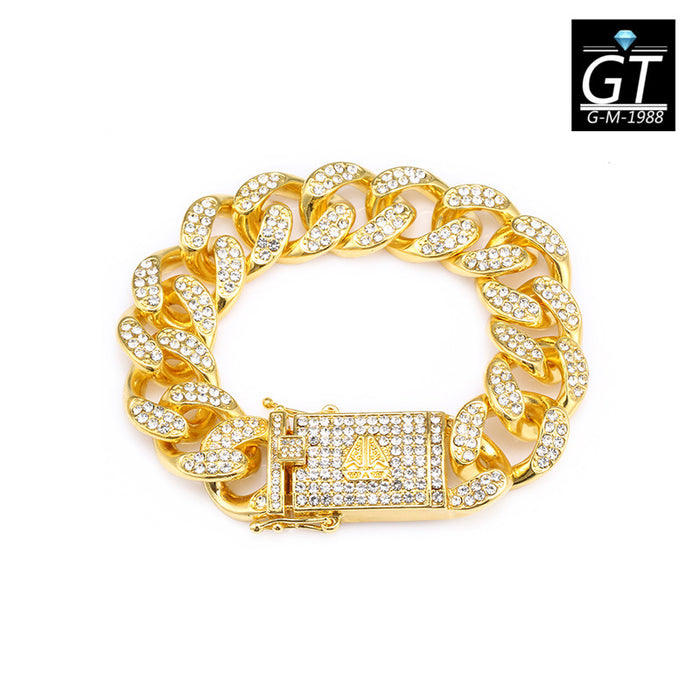 Wholesale Simple Fashion Full Diamond Cuban Bracelet JDC-BT-YunJ008