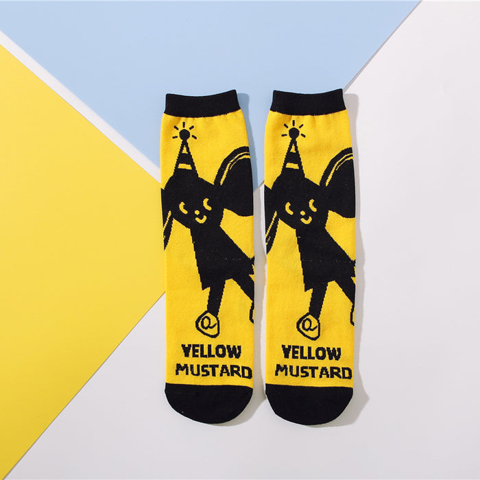 Wholesale spring and summer cartoon pattern straight tube socks cute personality trendy socks JDC-SK-CYu015