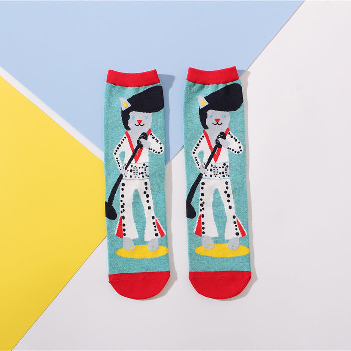 Wholesale spring and summer cartoon pattern straight tube socks cute personality trendy socks JDC-SK-CYu015