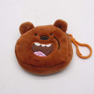 Wholesale cartoon embroidered plush coin purse with hook JDC-WT-YueC004