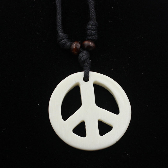 Wholesale Vintage Resin Logo Necklace Handcrafted Peace Charm Necklace MOQ≥3 JDC-NE-Shangd008