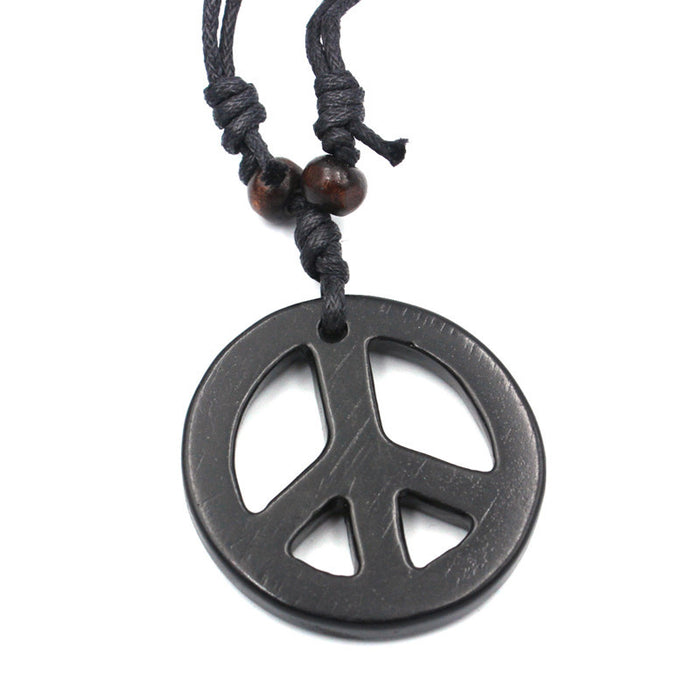 Wholesale Vintage Resin Logo Necklace Handcrafted Peace Charm Necklace MOQ≥3 JDC-NE-Shangd008