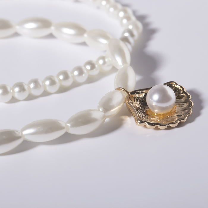 Wholesale Simple Handmade Beach Geometric Scallop Pearl Anklet JDC-AS-KJ007