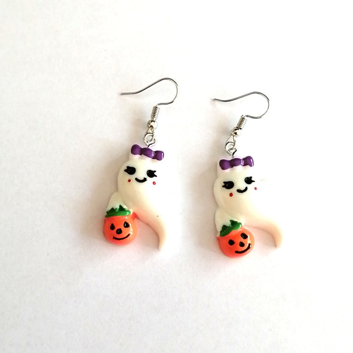 Wholesale Earrings Resin Halloween Skull Ghost Earrings JDC-ES-Xienuo003