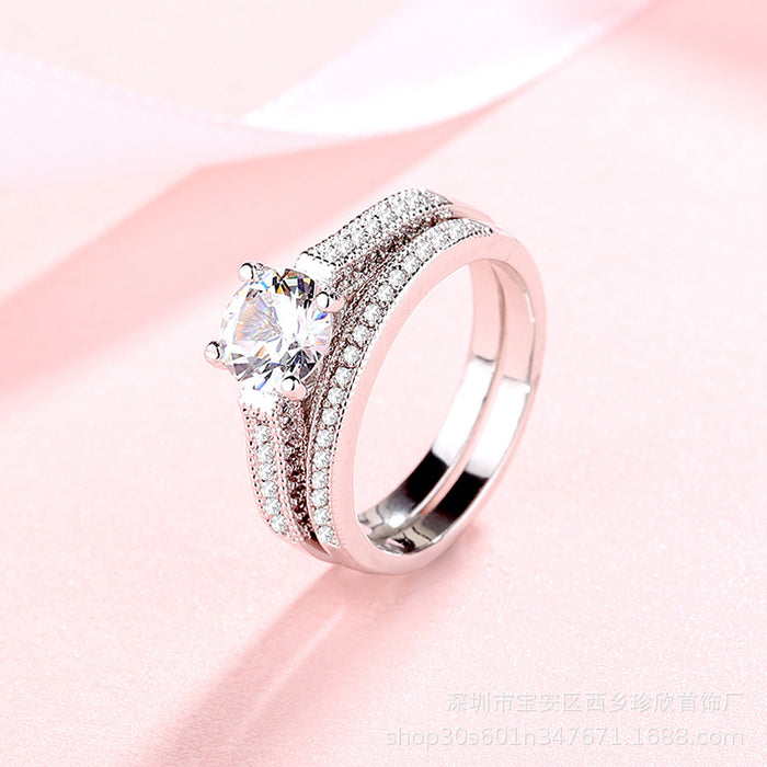 Wholesale Ring Cupronickel Micropaved Zircon Set JDC-RS-ZhenX006