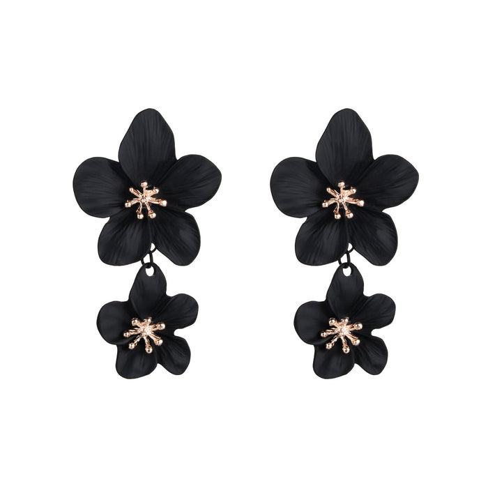 Jewelry WholesaleWholesale flower double layer long green alloy earrings JDC-ES-HEM002 Earrings 和鸣 %variant_option1% %variant_option2% %variant_option3%  Factory Price JoyasDeChina Joyas De China