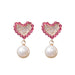 Jewelry WholesaleWholesale love full diamond fringe pink pearl earrings JDC-ES-Sideng021 Earrings 思登 %variant_option1% %variant_option2% %variant_option3%  Factory Price JoyasDeChina Joyas De China