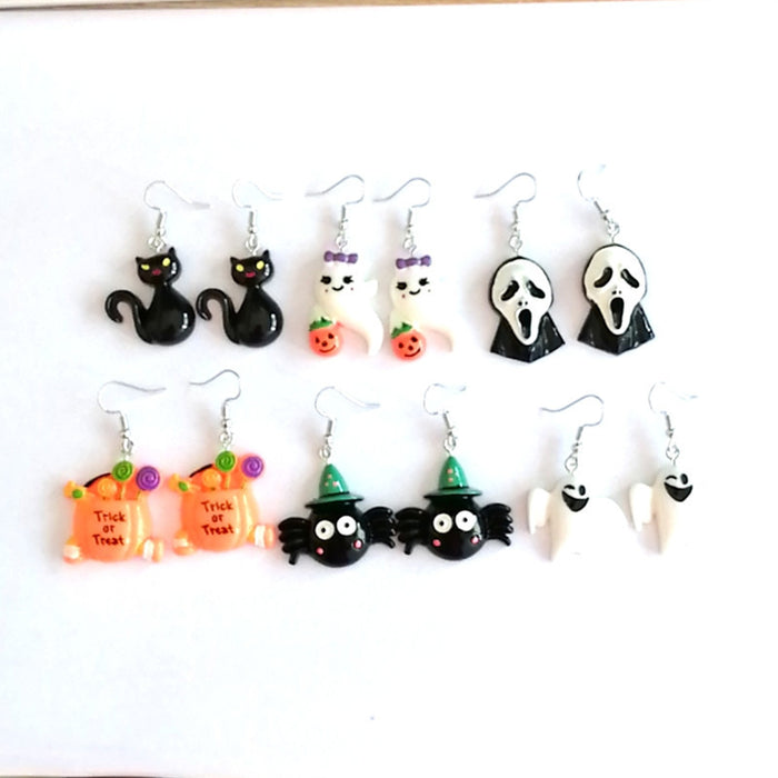 Wholesale Earrings Resin Halloween Skull Ghost Earrings JDC-ES-Xienuo003