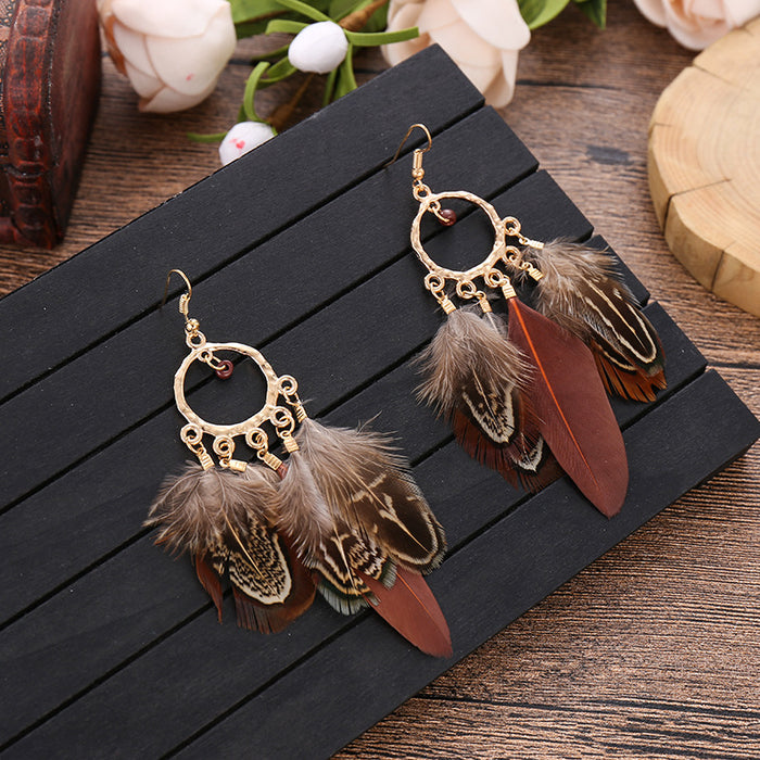 Jewelry WholesaleWholesale Rice Beads Feather Metal Earrings JDC-ES-Daiq036 Earrings 黛茜 %variant_option1% %variant_option2% %variant_option3%  Factory Price JoyasDeChina Joyas De China