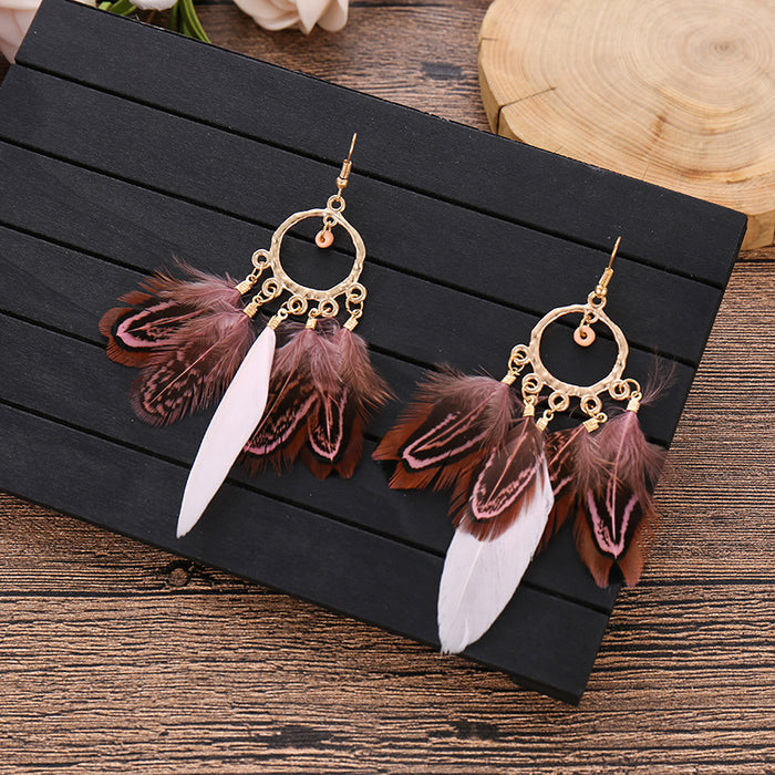 Jewelry WholesaleWholesale Rice Beads Feather Metal Earrings JDC-ES-Daiq036 Earrings 黛茜 %variant_option1% %variant_option2% %variant_option3%  Factory Price JoyasDeChina Joyas De China