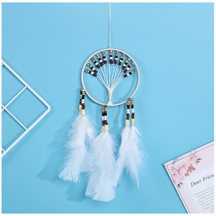 Wholesale wind chimes feather dream catcher living room bedroom bedside warm decoration MOQ≥2 JDC-DC-FengH002