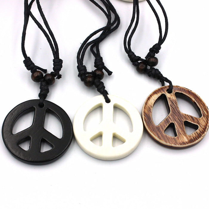 Wholesale Vintage Resin Logo Necklace Handcrafted Peace Charm Necklace MOQ≥3 JDC-NE-Shangd008