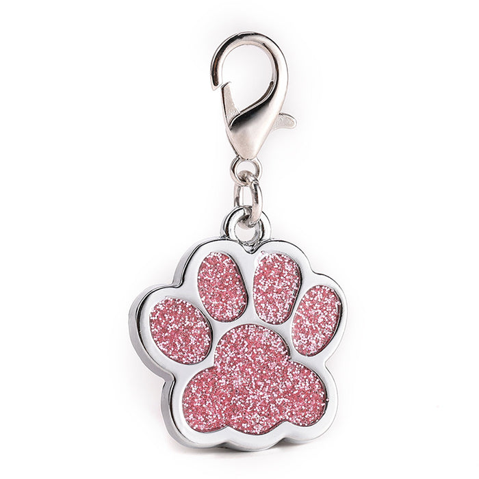 Wholesale Metal Pet Zinc Alloy ID Tag Glitter Footprint Lettering Dog Tag MOQ≥2 JDC-KC-HanL001