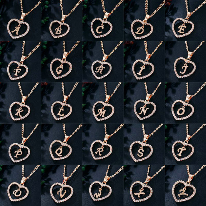 Jewelry WholesaleWholesale 26 letter zircon love necklace JDC-NE-Saip019 Necklaces 赛蒲 %variant_option1% %variant_option2% %variant_option3%  Factory Price JoyasDeChina Joyas De China