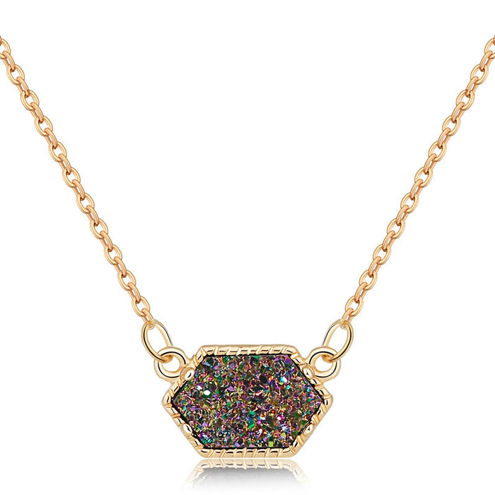 Wholesale Jewelry Multicolor Personality Crystal Cluster Rhombus Pendant Necklace JDC-NE-NM062