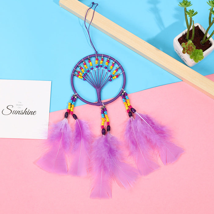 Jewelry WholesaleWholesale wind chimes feather dream catcher living room bedroom bedside warm decoration MOQ≥2 JDC-DC-FengH002 Dreamcatcher 丰泓 %variant_option1% %variant_option2% %variant_option3%  Factory Price JoyasDeChina Joyas De China