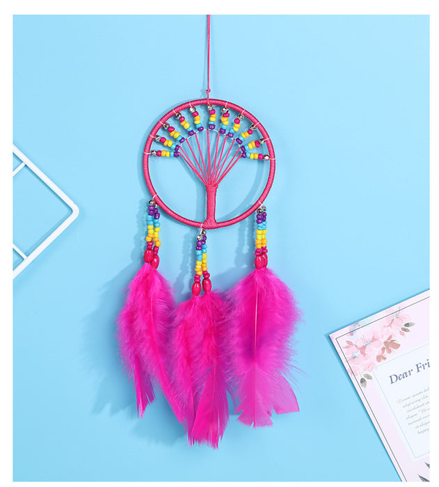 Wholesale wind chimes feather dream catcher living room bedroom bedside warm decoration MOQ≥2 JDC-DC-FengH002