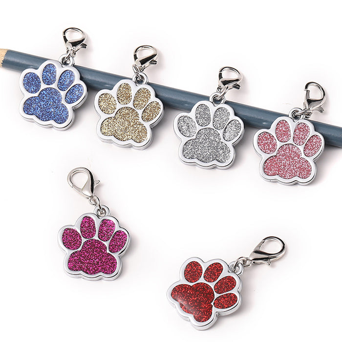 Wholesale Metal Pet Zinc Alloy ID Tag Glitter Footprint Lettering Dog Tag MOQ≥2 JDC-KC-HanL001