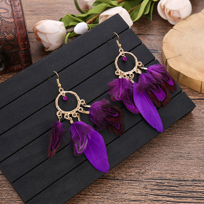 Jewelry WholesaleWholesale Rice Beads Feather Metal Earrings JDC-ES-Daiq036 Earrings 黛茜 %variant_option1% %variant_option2% %variant_option3%  Factory Price JoyasDeChina Joyas De China