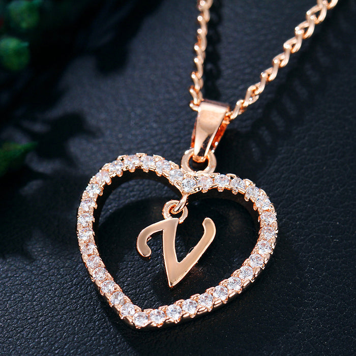 Jewelry WholesaleWholesale 26 letter zircon love necklace JDC-NE-Saip019 Necklaces 赛蒲 %variant_option1% %variant_option2% %variant_option3%  Factory Price JoyasDeChina Joyas De China