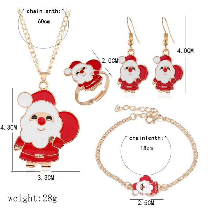 Wholesale Earrings Alloy Enamel Christmas Santa Claus Necklace Bracelet Jewelry Set JDC-ES-MDD068