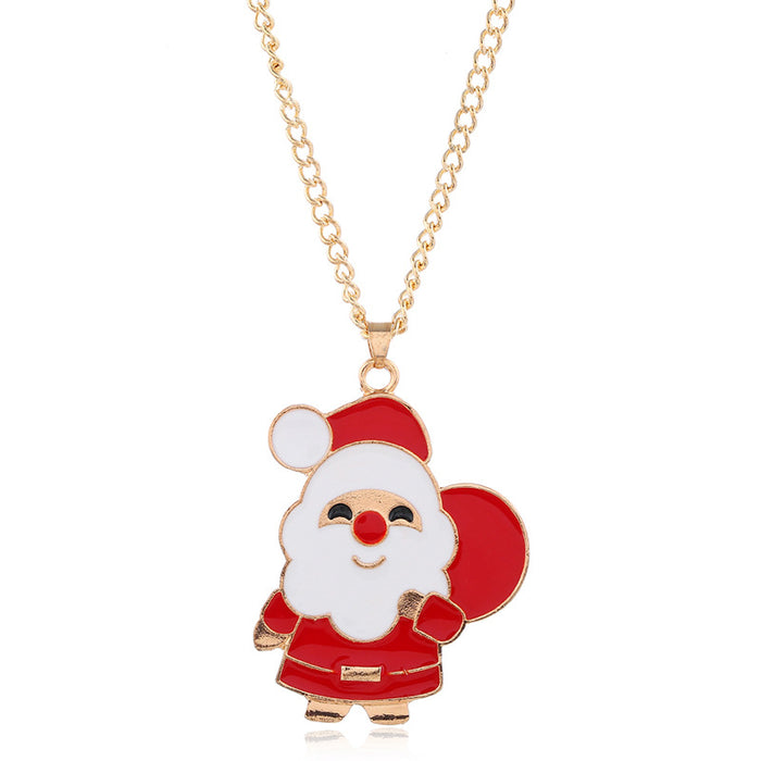 Wholesale Earrings Alloy Enamel Christmas Santa Claus Necklace Bracelet Jewelry Set JDC-ES-MDD068