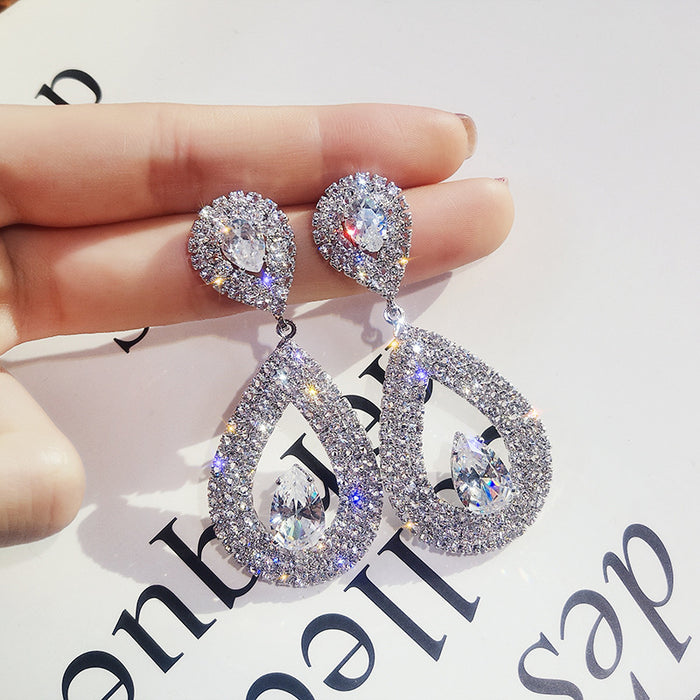 Wholesale Earrings Alloy Rhinestones Water Drops JDC-ES-FengM090