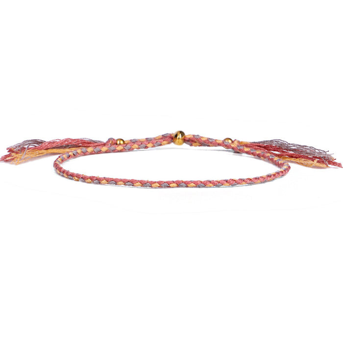 Wholesale hand rubbing bracelet Tibetan cotton rope copper beads tassel bracelet adjustable MOQ≥3 JDC-BT-QiuX018