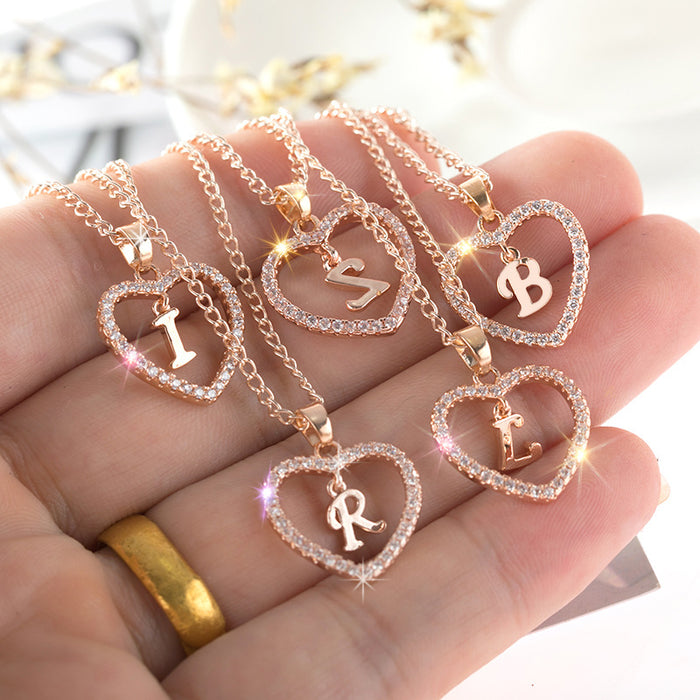 Jewelry WholesaleWholesale 26 letter zircon love necklace JDC-NE-Saip019 Necklaces 赛蒲 %variant_option1% %variant_option2% %variant_option3%  Factory Price JoyasDeChina Joyas De China