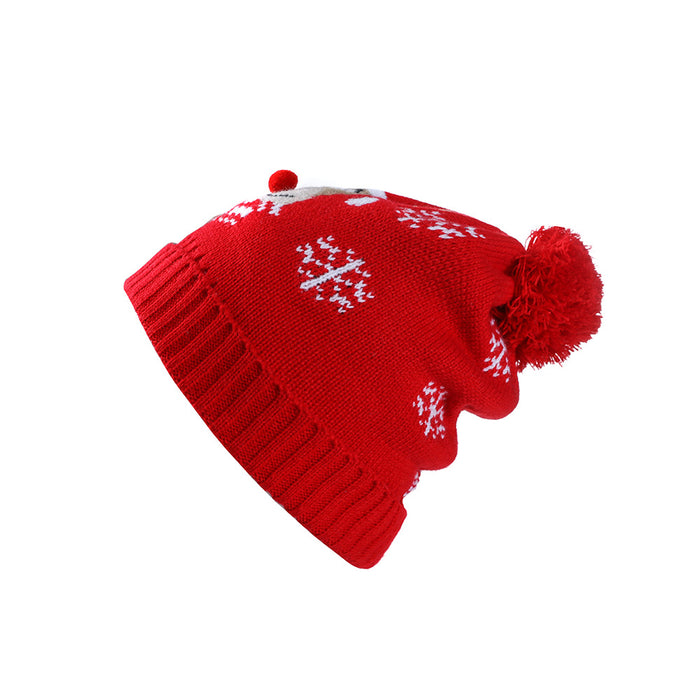 Wholesale Hat Acrylic Christmas Children Cute Fawn Snowflake Knitted Sweater Hat JDC-FH-LvZhe005