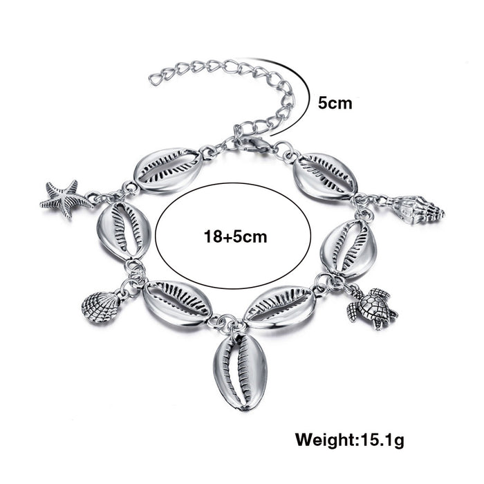 Jewelry WholesaleWholesale metal shell conch starfish turtle anklet JDC-AS-YeB033 Anklets 烨贝 %variant_option1% %variant_option2% %variant_option3%  Factory Price JoyasDeChina Joyas De China