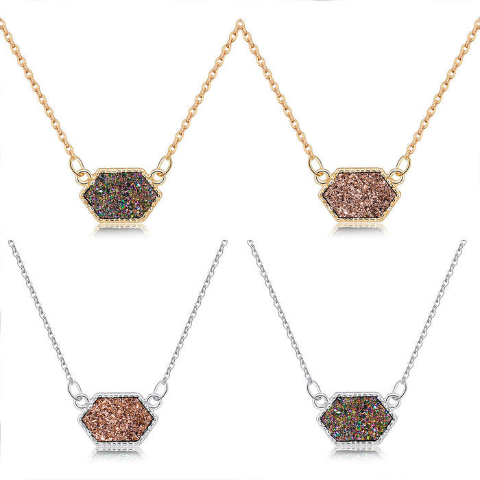 Wholesale Jewelry Multicolor Personality Crystal Cluster Rhombus Pendant Necklace JDC-NE-NM062