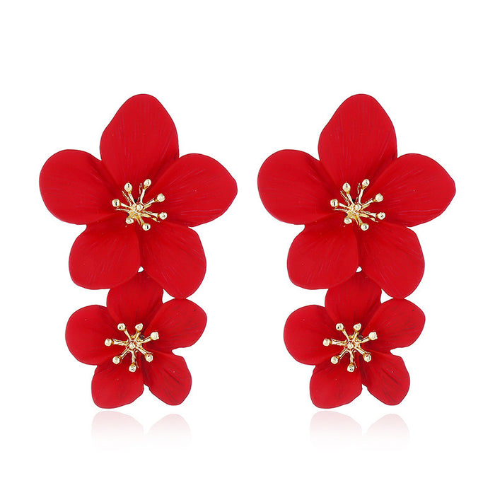 Jewelry WholesaleWholesale flower double layer long green alloy earrings JDC-ES-HEM002 Earrings 和鸣 %variant_option1% %variant_option2% %variant_option3%  Factory Price JoyasDeChina Joyas De China