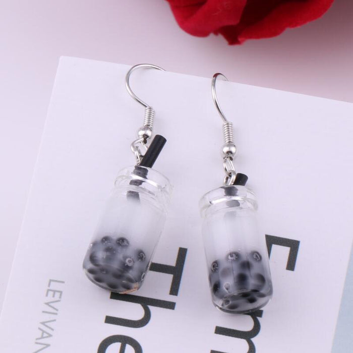 Wholesale purple resin milk tea Earrings JDC-ES-dir008