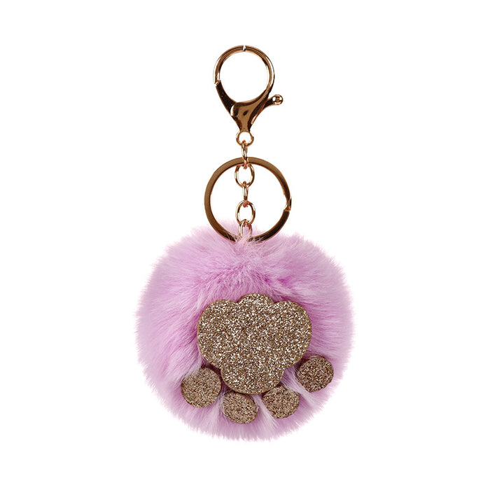 Wholesale Sequin Cat's Claw Hair Ball Polyester Faux Hair Keychain MOQ≥5 JDC-KC-QHao004